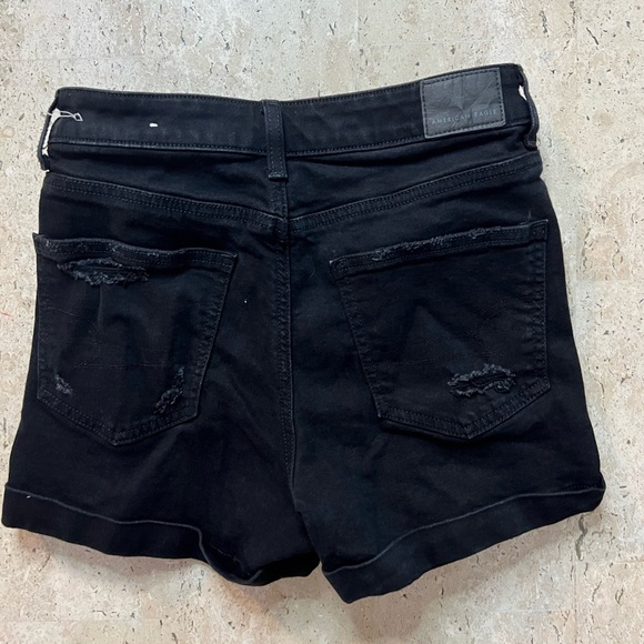 American Eagle Ripped/Distressed High Rise Stretch Black Shorts Size 2 - Picture 2 of 5